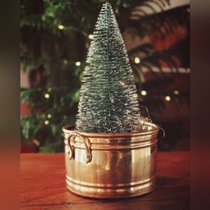 Festive Green Holiday Tree in Elegant Gold Planter